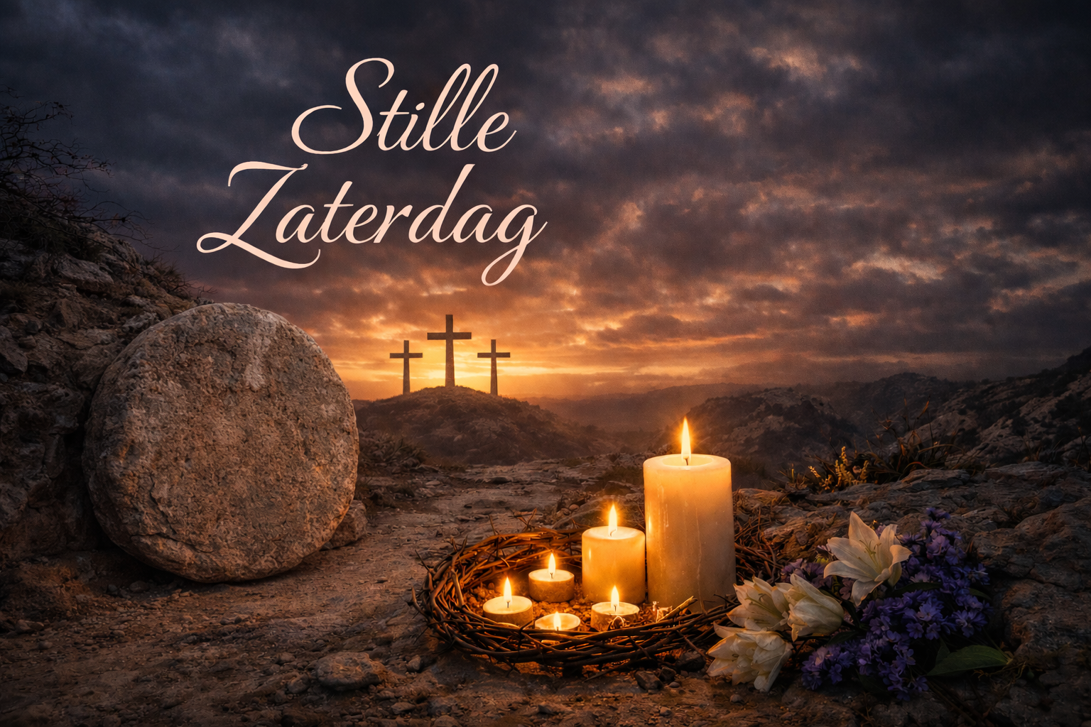 Stille Zaterdag bij zonsondergang